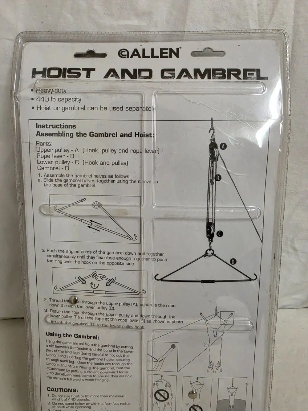 Allen 181A Hoist & Gambrel Kit 440 lb Capacity Folding Game Deer New